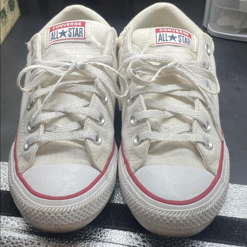 CONVERSE ALL STAR Womens Sneakers White Canvas Walking Work Casual Gym Shoes